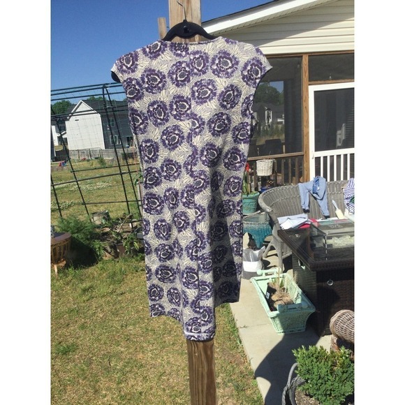 REI Women Mini Dress Size XS Grey Purple Surplice Neckline Floral Camping Hiking - Picture 4 of 10